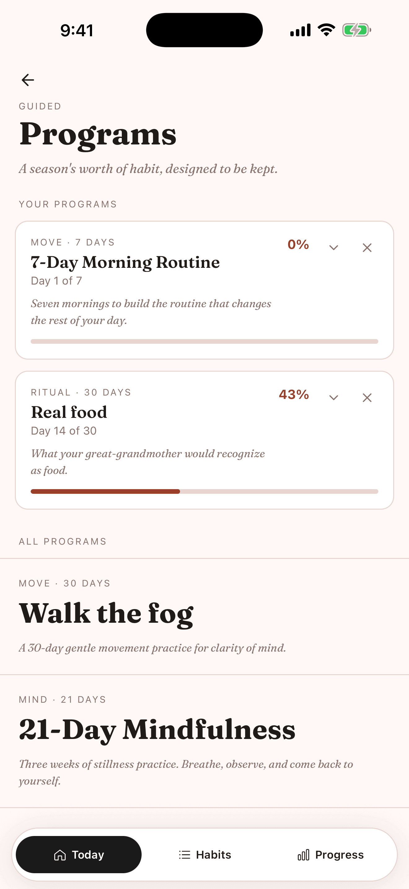 Guided paths for people who would rather not design a routine from scratch.